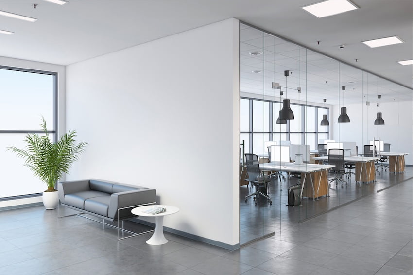 Office with energy efficient LED lighting solutions 